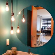 Espelho Redondo Decorativo 40cm com Fita Dupla Face - Vidro Lapidado Autoadesivo para Sala, Quarto e Banheiro - imagem 1
