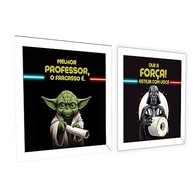 Kit 2 Quadros 18x18cm com Moldura e Vidro - Decoração Banheiro e Lavabo - Tema Star Wars (Yoda e Darth Vader) - imagem 5