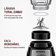 Liquidificador Mondial Turbo L-1400-GI: 1400W com Jarra de Vidro - imagem 2