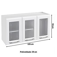 Armário Aéreo Cozinha Topázio: 3 Portas e Vidro! - imagem 2