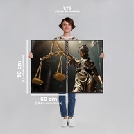 Quadro Decorativo Justiça Balança e Estátua da Justiça 2 Peças | Preto 60x90 cm com Vidro - imagem 4