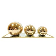 Kit Trio Bolas de Vidro Craquelado Dourado com Bandeja Espelho - Decoração Elegante e Moderna - imagem 4