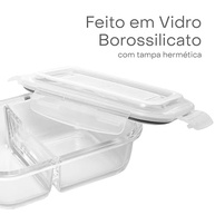 Pote Hermético de Vidro Borossilicato 640ml com Divisória - Lyor - imagem 5
