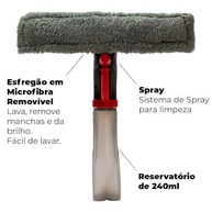 PowerMop 3 em 1 - Limpa Vidros com Spray, Esfregão e Rodo - Vermelho e Cinza - imagem 4