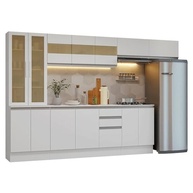 Armário de Cozinha Smart 300cm em MDF Branco com Vidros Reflex - Madesa - imagem 4