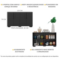 Aparador Buffet 4 Portas Preto Viena - imagem 2
