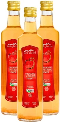 Kit 3 Vinagre de Maça Orgânico Serra Gaucha Acidez 4% - 500ml - imagem 1