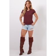 Camiseta Decote V Planet Girls: Elegância em Vinho - imagem 2