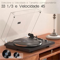 Toca-Discos VEDO Belt-Drive Bluetooth USB | Fidelidade Vinil 33/45 RPM | Gravação Digital PC | Contrapeso Ajustável | Preto 110v/220v - imagem 5