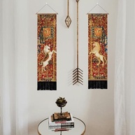 Tapeçaria de Parede com Design Vintage de Cavalo Leão - 2 Peças Decorativas com Borlas para Sala e Quarto - imagem 3