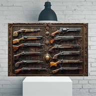 Vitrine de Armas Antigas - Arte de Parede Vintage em Tela Rústica 30,5x45,7cm - imagem 2
