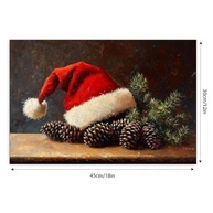 Arte de Parede Vintage Natalina com Pinhas e Chapéu de Papai Noel - Pôster 30,5x45,7cm para Decoração Rústica - imagem 3