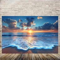 Pôster Vintage Ocean Sunset Beach Waves 30x45cm - Arte de Parede Rústica para Sala, Quarto e Escritório - imagem 4