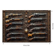 Vitrine de Armas Antigas - Arte de Parede Vintage em Tela Rústica 30,5x45,7cm - imagem 3