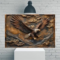 Arte de Parede em Tela Rústica Vintage com Escultura de Águia em Bronze - Pôster 30x45cm Sem Moldura para Decoração de Casa e Escritório - imagem 2