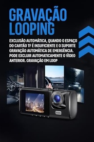 Câmera Automotiva 3 Lentes Full HD 1080p: Segurança Total com Visão Noturna e Sensor de Colisão - imagem 5