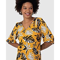 Vestido Midi Feminino Estampado com Manga Bufante em Viscose - imagem 2