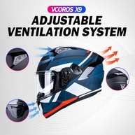 Capacete VCOROS X9 Completo com Viseira Solar Interna - Segurança e Estilo para Motociclistas (Vermelho Tempestade, M) - imagem 3