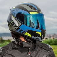 Capacete Moto Unissex X11 Trust Pro Ballads Com Viseira Extra (Azul+Neon, 61) - imagem 3