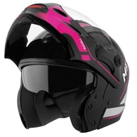 Capacete Moto Mixs MX Captiva Robocop Cinza Rosa Viseira Solar Articulada - imagem 5