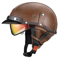 Meio Capacete Moto Vintage com Viseira Solar Retrátil - Segurança DOT Certificada - imagem 1
