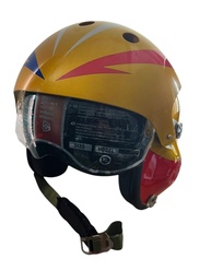 Capacete Militar Retrô Amarelo e Vermelho: Estilo Único com Viseira Anti-Riscos - imagem 1