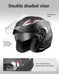 Capacete YEMA YM-627: Estilo Jet Bobber com Viseira Solar para Motociclistas - Segurança Aprovada DOT - imagem 3