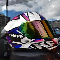 Capacete Bieffe B12 KF Branco Pérola Roxo Tam 58 + Viseira: Estilo e Segurança - imagem 4