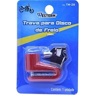 Trava de Disco de Freio Moto Western TM-28: Segurança e Visibilidade em Vermelho/Amarelo - imagem 3