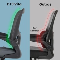 Cadeira de Escritório Ergonômica DT3 Vita com Revestimento Mesh e Tecido Softex | Ajuste de Altura e Braços Retráteis - imagem 5
