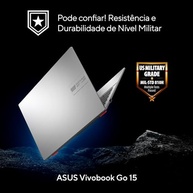 Notebook ASUS Vivobook Go 15, Intel Core i3 N305, 4GB, 128GB SSD, W11 Home, Tela 15.6" FHD Cool Silver - E1504GA-NJ440W - imagem 5
