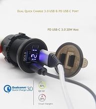 Carregador Veicular USB C PD + QC 3.0 Duplo com Voltimetro e Chave Liga/Desliga - Carregamento Rápido 12V - imagem 4