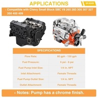 Bomba de Combustível Mecânica Alto Volume JM1003C MP83480 Cromada para Chevy Small Block V8 - imagem 3