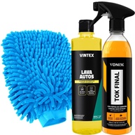 Kit Completo Limpeza Automotiva: Cera Tok Final Vonixx, Shampoo Lava Autos Vintex e Luva Tentáculos - imagem 1