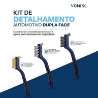 Kit 3 Escovas Detalhamento Automotivo: Nylon, Latão e Inox Vonixx - Limpeza Profunda - imagem 3