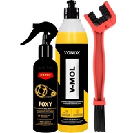 Kit Essencial para Limpeza de Moto: Desengraxante Foxy, Shampoo Vonixx e Escova Karbox - imagem 1