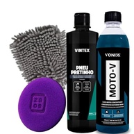 Kit Completo Lavagem de Moto Vonixx: Brilho Profissional com Shampoo Moto-V e Pneu Pretinho - imagem 2