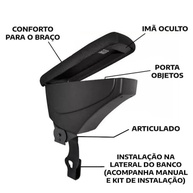 Apoio de Braço Premium para Gol, Voyage e Saveiro (2008+) - Conforto e Estilo em Tecido Preto - imagem 4