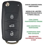 Kit Carcaça Chave Canivete 3 Botões para Gol, Voyage G6, Amarok, Fox e Up - Lâmina Virgem e Emblema Incluso - imagem 5
