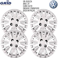 Jogo 4 Calotas Aro 14 VW Gol, Voyage e Saveiro G5 (2008-2012) - Design Grid com Adesivo Logo Resinado - imagem 4