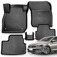 Jogo de Tapetes Tipo Bandeja Preto para VW Polo (2017-2026) - 5 Peças em Borracha com Borda Alta e Grid - imagem 2