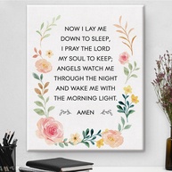 Bedtime Prayer Canvas Wall Art - Pintura de Parede Cristã Motivacional para Crianças com Versículo Bíblico - imagem 1