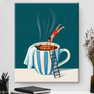 Coffee Wall Art Decor - Pôster Moderno em Tela para Cozinha com Moldura | 20x25cm - imagem 2