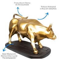Estatueta Touro de Wall Street em Resina com Base - Decoração de Escritório e Simbolo de Força Financeira - imagem 4