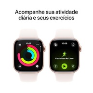 Apple Watch Series 11 GPS 42mm Alumínio Rosa-Dourado com Bracelete Rosa Leve - M/G - imagem 4