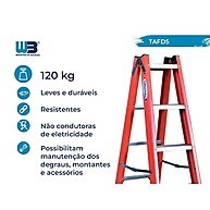 Escada em Fibra Tesoura Dupla 5 Degraus 1,50m WBertolo - imagem 2