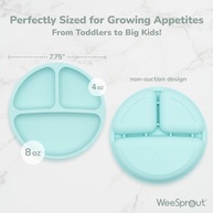 WeeSprout Pratos Divididos com Tampas para Bebês e Crianças - Silicone Alimentar Inquebrável - imagem 3