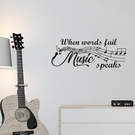 Decalque de Parede When Words Fail Music Speaks - Vinil Decorativo para Sala de Música - imagem 4