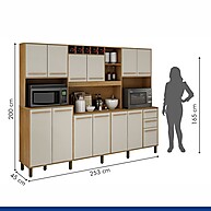 Armário para Cozinha 13 Portas 2 Gavetas Ágata Cinamomo/Off White - imagem 2