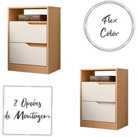 Mesa de Cabeceira Sole com 2 Gavetas e Nicho – Design Moderno em Freijo e Off White - imagem 5